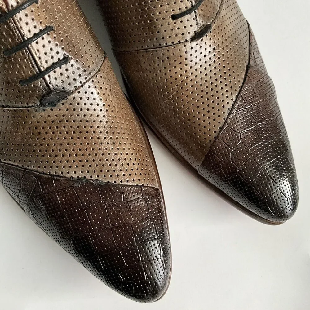 Melvin & Hamilton Leather Patchwork Point-toe Oxfords Brown Men 46